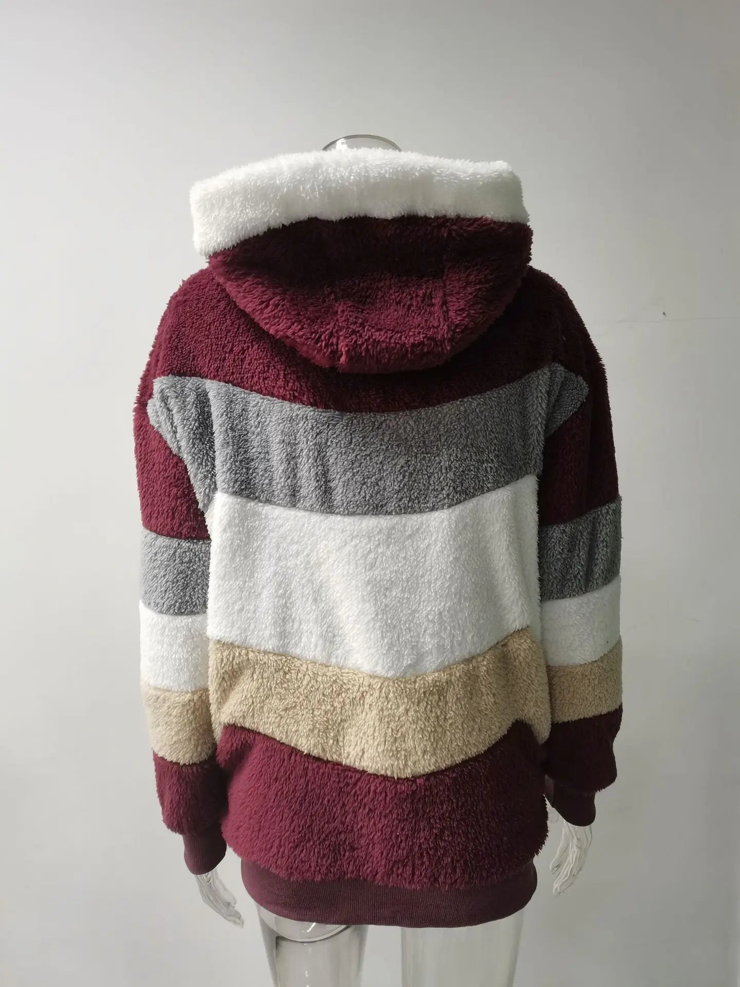 Women's Winter Fashion Coat Casual Stitching Plaid Clothes Hooded Zipper