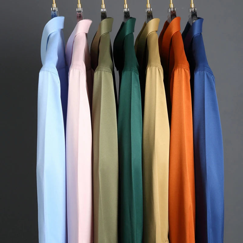 Men's Long Sleeved Solid Color Shirt None Ironing and Wrinkle Resistant
