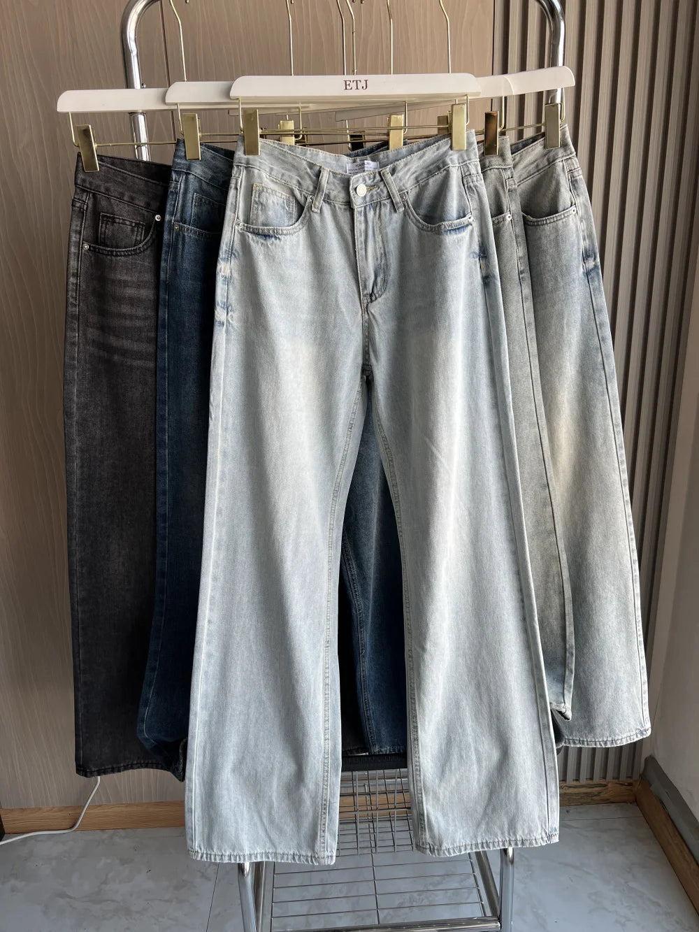 Women's straight heigh waist long jeans