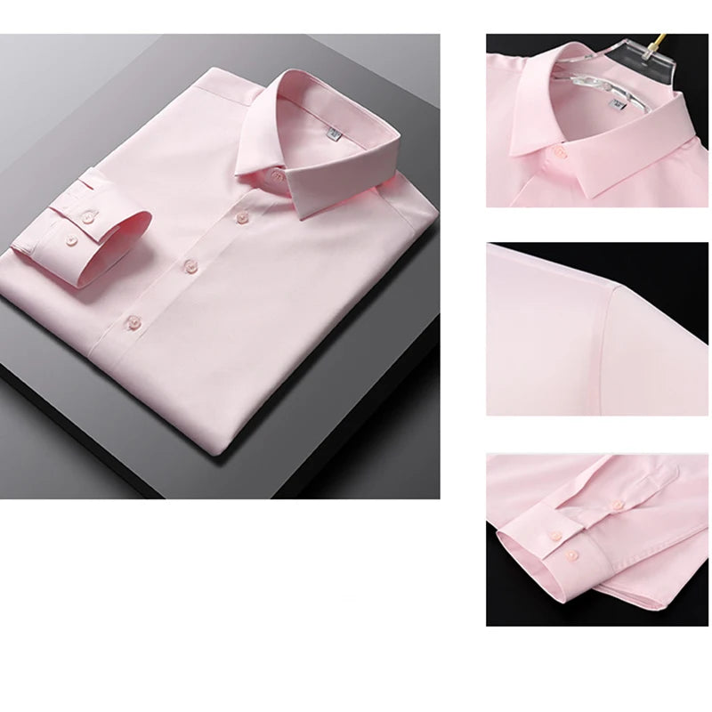 Men's Long Sleeved Solid Color Shirt None Ironing and Wrinkle Resistant