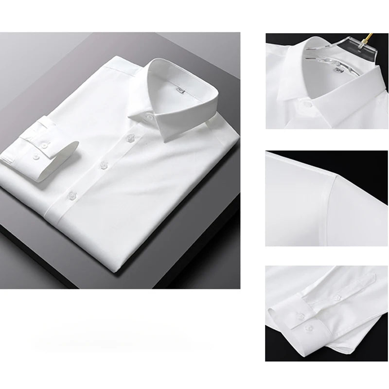 Men's Long Sleeved Solid Color Shirt None Ironing and Wrinkle Resistant