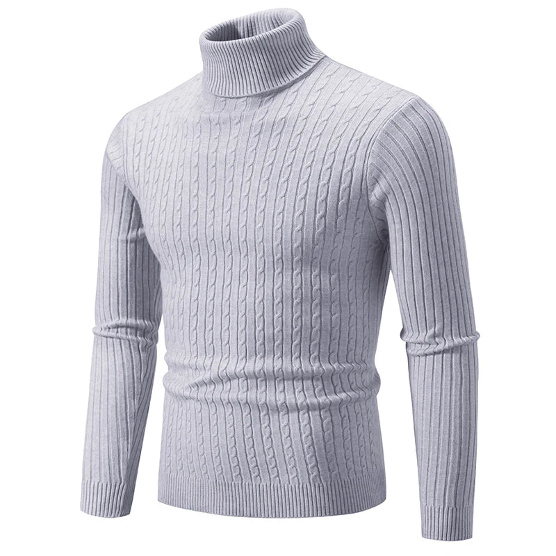 Men's High Neck Knitted Warm Casual Turtleneck Jersey