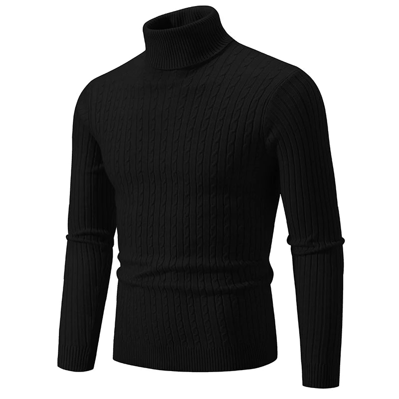 Men's High Neck Knitted Warm Casual Turtleneck Jersey