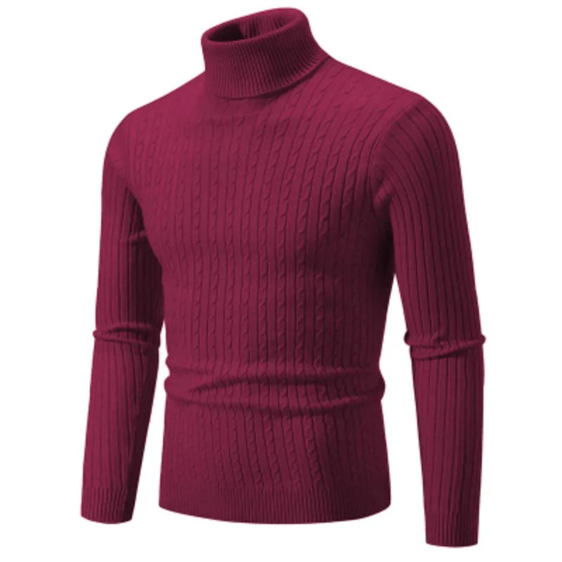 Men's High Neck Knitted Warm Casual Turtleneck Jersey