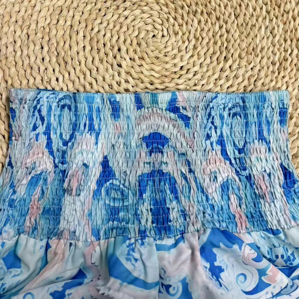 Women's High Waist Printed Wide-Leg Pants
