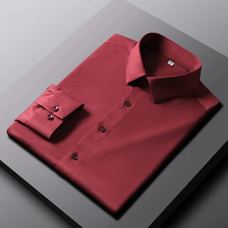 Men's Long Sleeved Solid Color Shirt None Ironing and Wrinkle Resistant