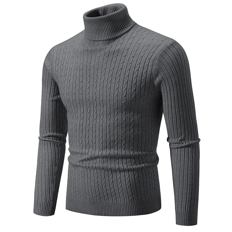 Men's High Neck Knitted Warm Casual Turtleneck Jersey