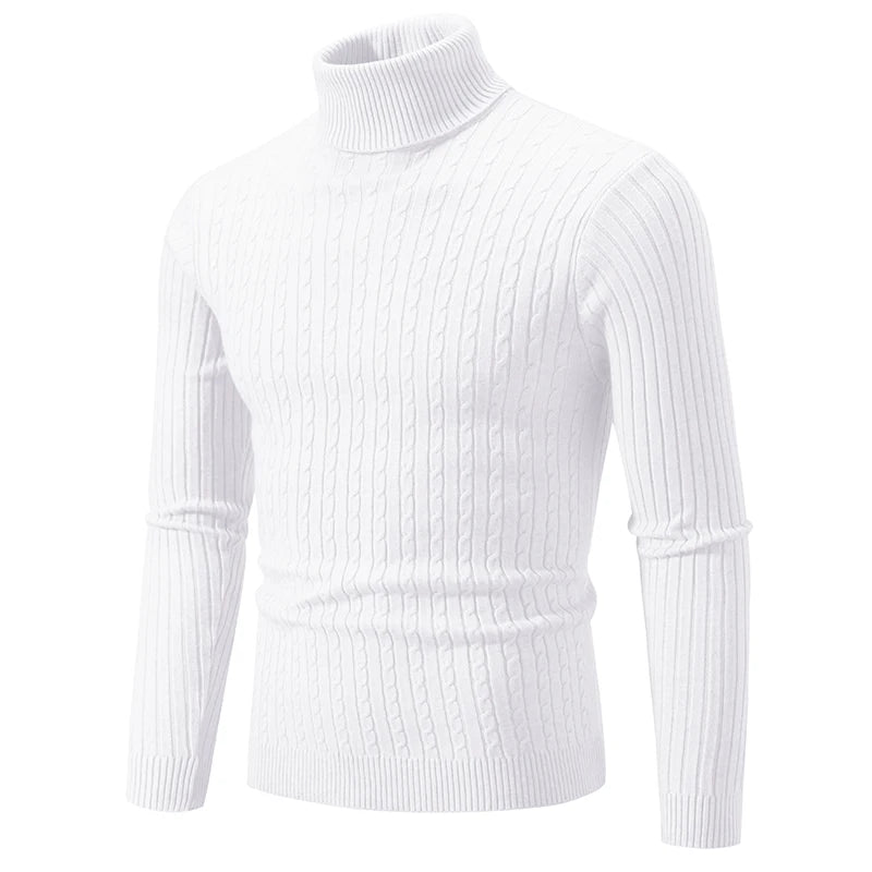 Men's High Neck Knitted Warm Casual Turtleneck Jersey