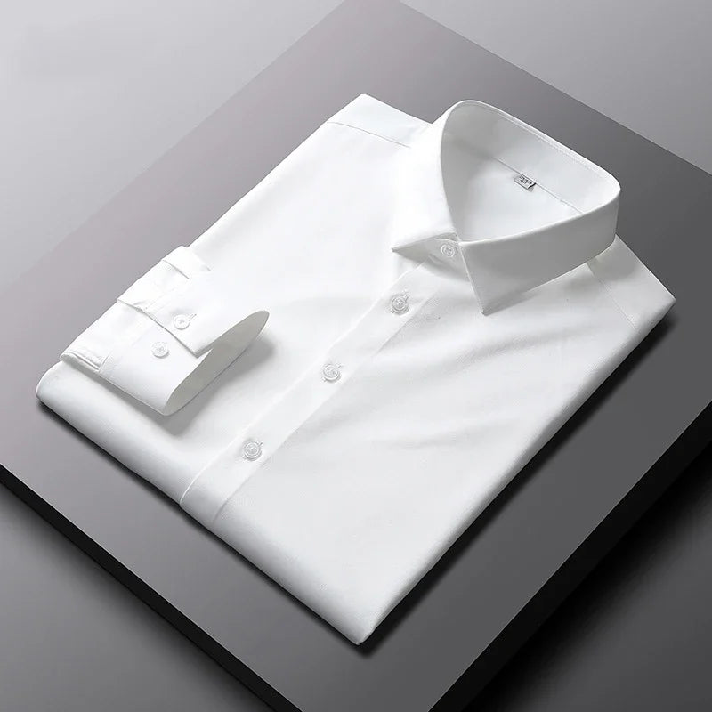 Men's Long Sleeved Solid Color Shirt None Ironing and Wrinkle Resistant