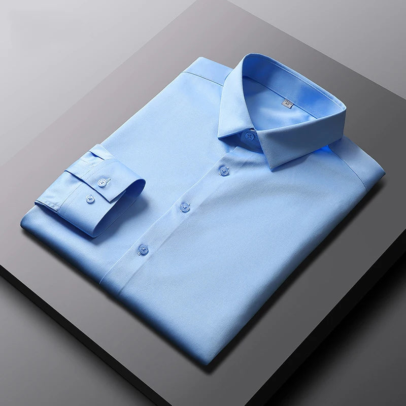 Men's Long Sleeved Solid Color Shirt None Ironing and Wrinkle Resistant