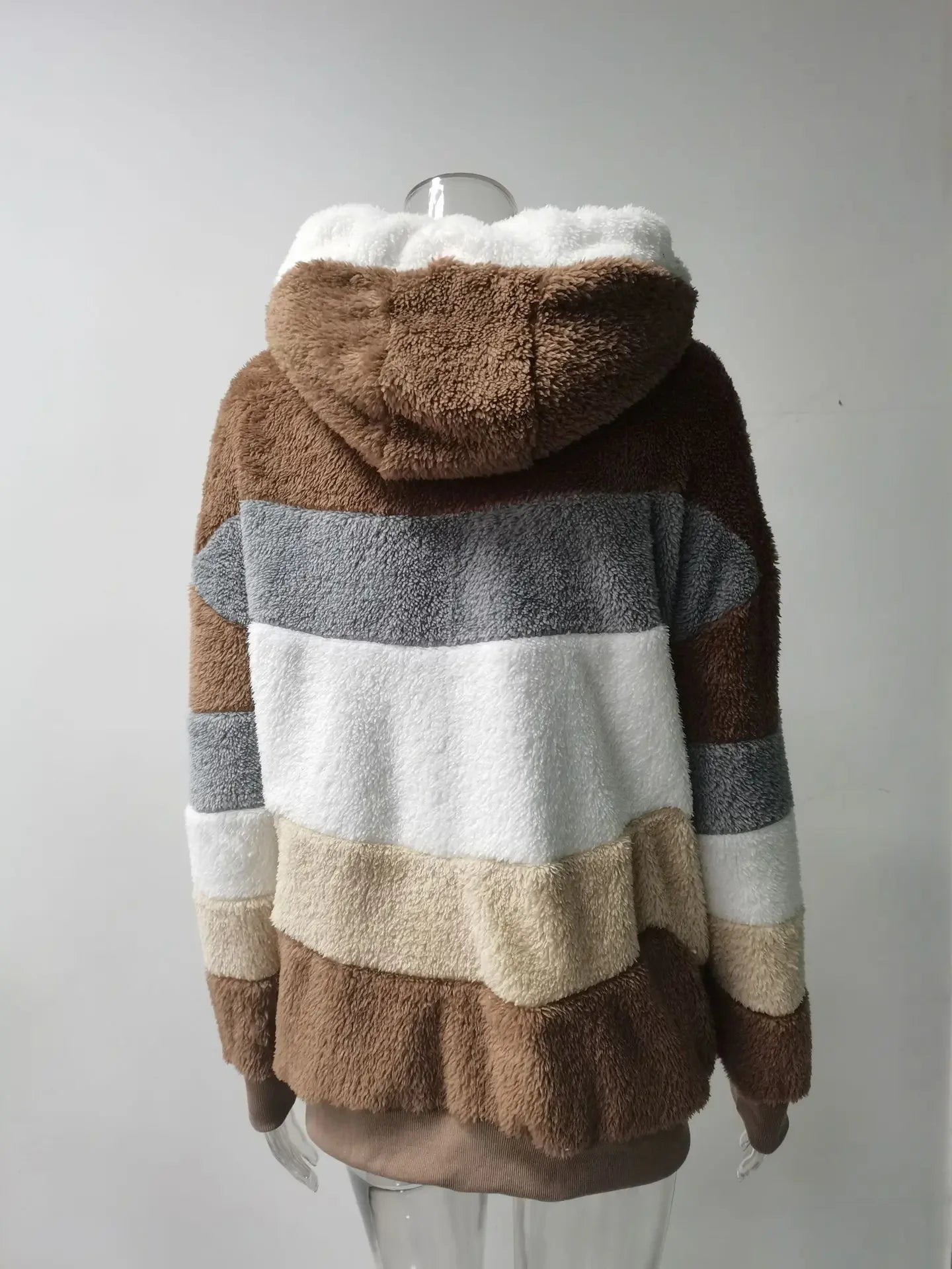 Women's Winter Fashion Coat Casual Stitching Plaid Clothes Hooded Zipper