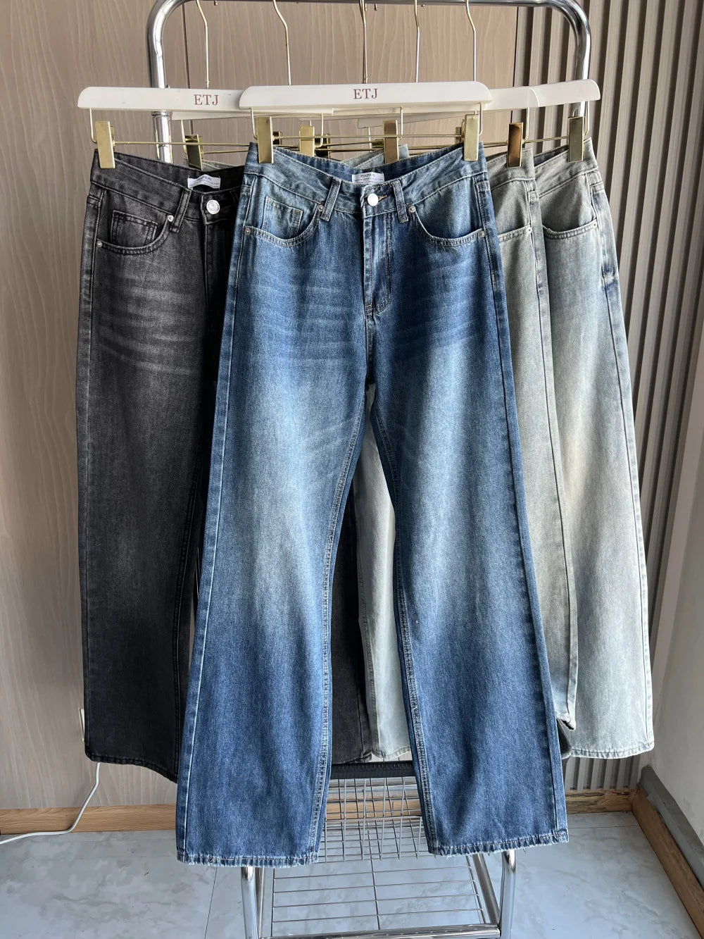 Women's straight heigh waist long jeans