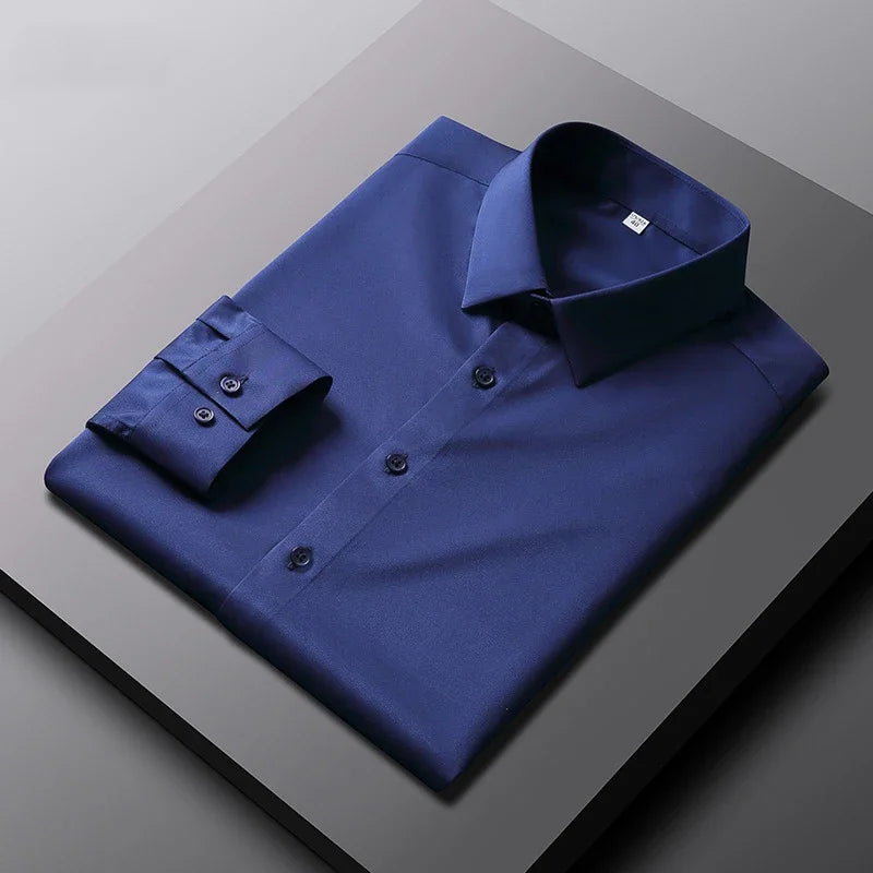 Men's Long Sleeved Solid Color Shirt None Ironing and Wrinkle Resistant