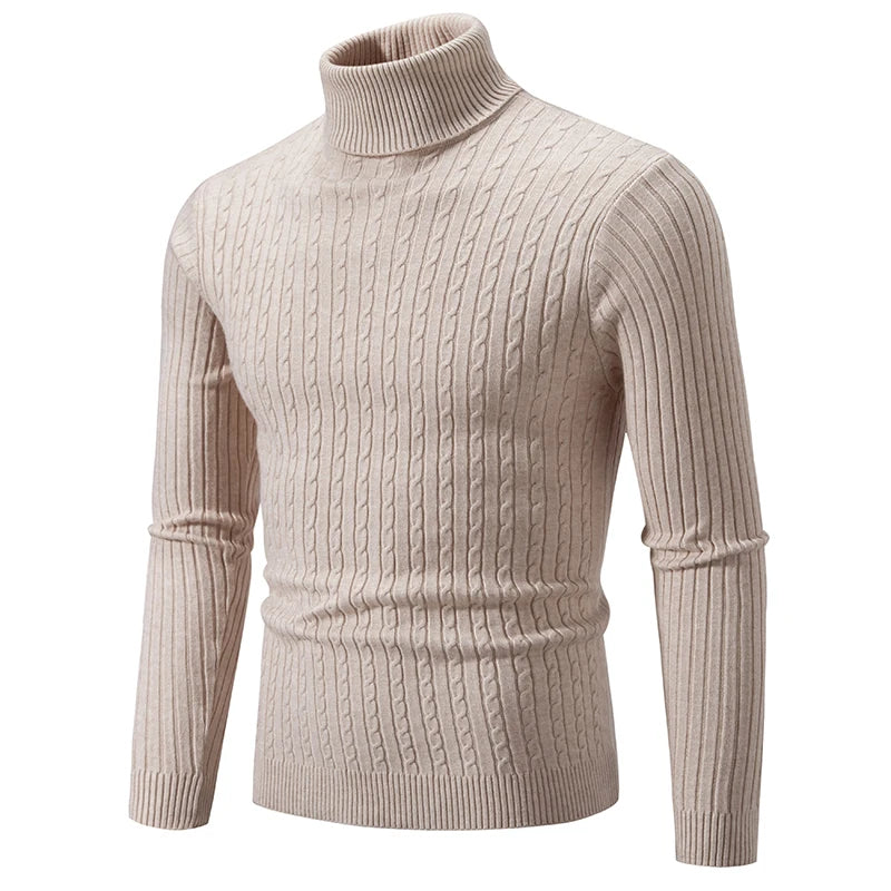 Men's High Neck Knitted Warm Casual Turtleneck Jersey