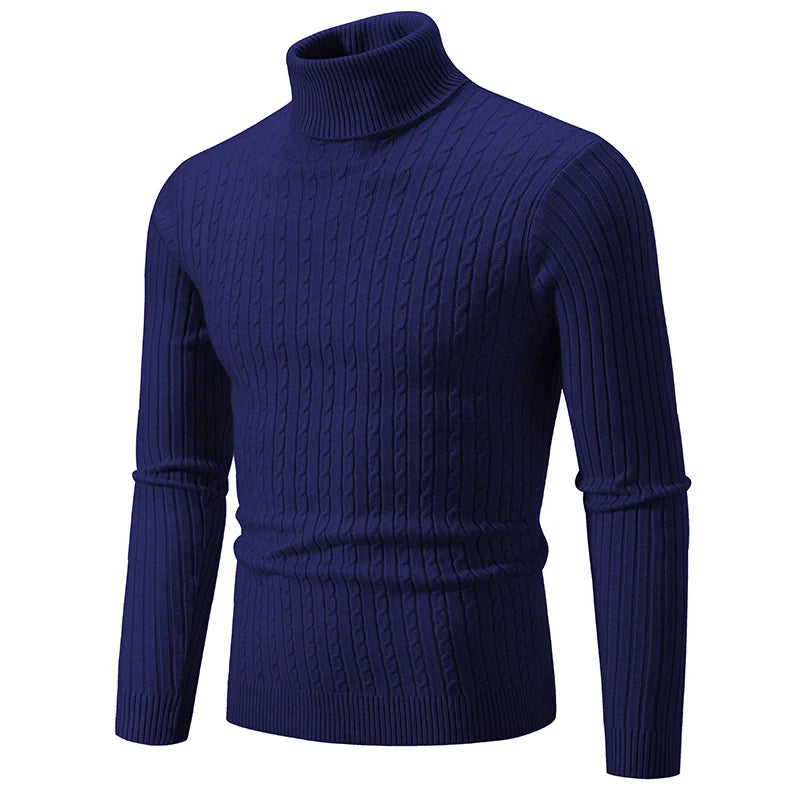 Men's High Neck Knitted Warm Casual Turtleneck Jersey