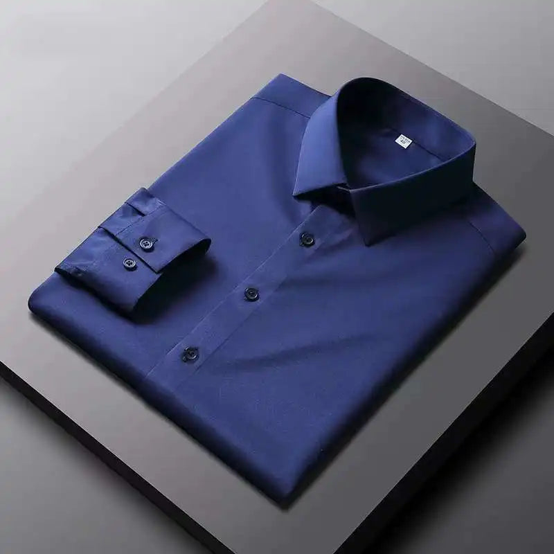 Men's Long Sleeved Solid Color Shirt None Ironing and Wrinkle Resistant