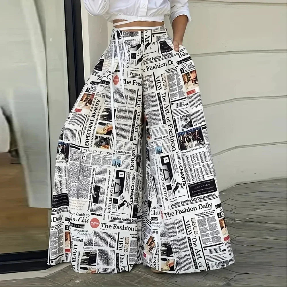 Women's Wide Leg Pants Women Print Fashion