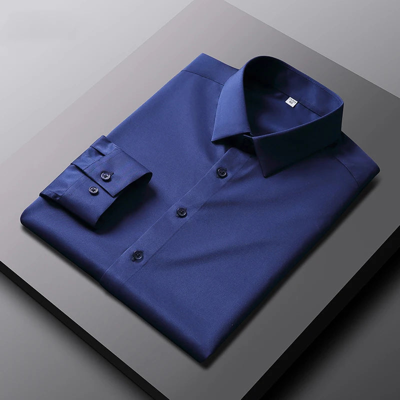 Men's Long Sleeved Solid Color Shirt None Ironing and Wrinkle Resistant