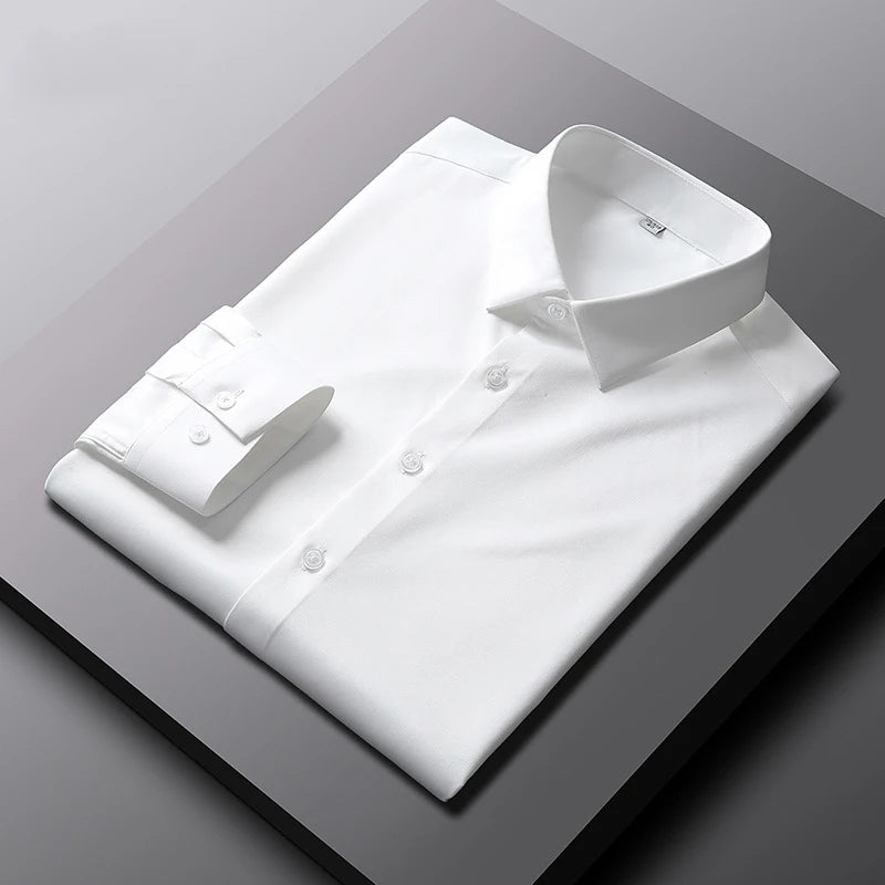 Men's Long Sleeved Solid Color Shirt None Ironing and Wrinkle Resistant