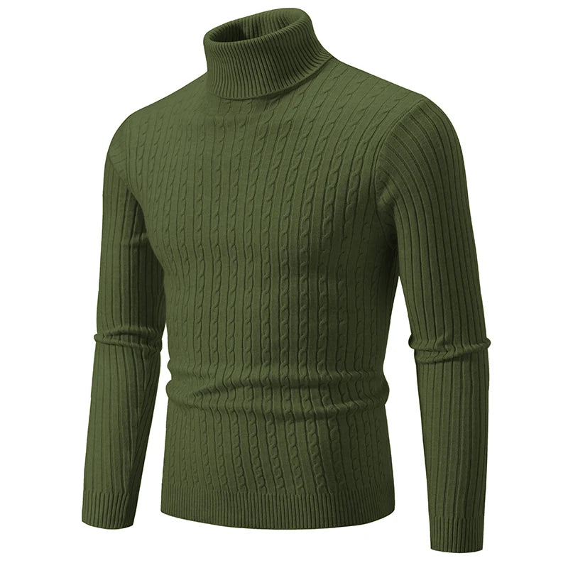 Men's High Neck Knitted Warm Casual Turtleneck Jersey
